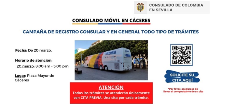 Consulado Móvil en la provincia de Cáceres este 20 de marzo