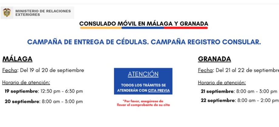 Consulado móvil en las provincias de Málaga y Granada del 19 al 22 de septiembre 