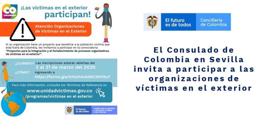 El Consulado de Colombia en Sevilla invita a participar a las organizaciones de víctimas 