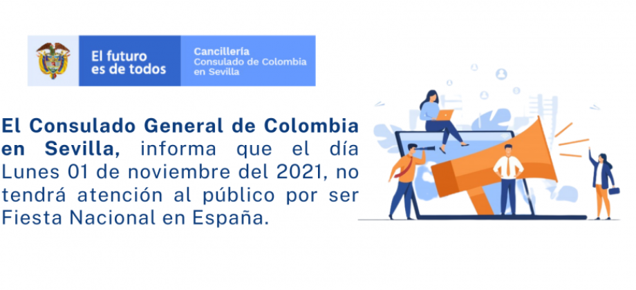 Consulado de Colombia en Sevilla no tendrá atención al público el 1 de noviembre 
