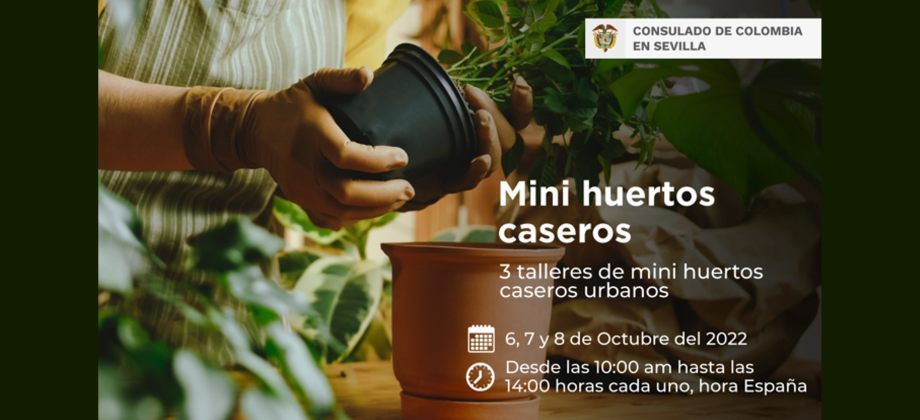El Consulado de Colombia en Sevilla y Colombia Nos Une invitan al curso de Mini huertos caseros, del 6 al 8 de octubre de 2022