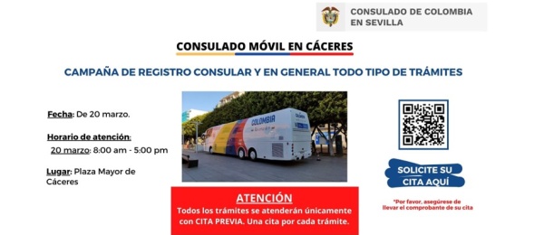 Consulado Móvil en la provincia de Cáceres este 20 de marzo