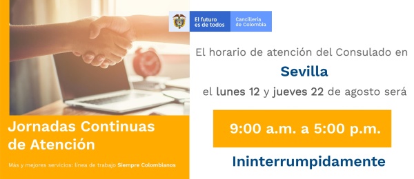 Jornadas de atención extendidas el 12 y 22 de agosto en el Consulado en Sevilla