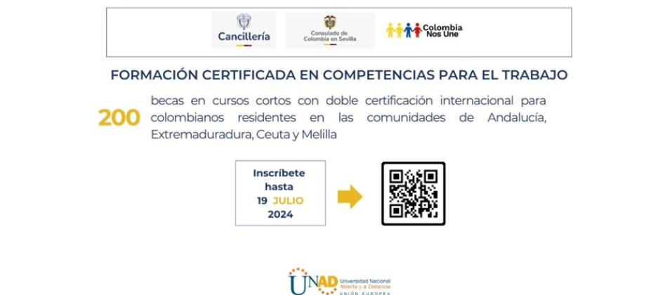 InsImagen con la informacón de las incripciones cursos MOOC de la UNAD UE y el Consulado de Colombia en Sevilla