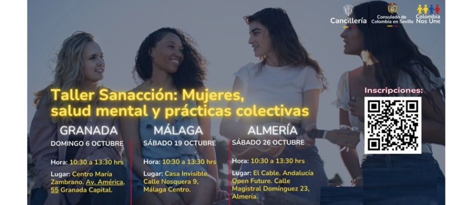 Nueva fecha para el taller Sanacción: Mujeres, salud mental y prácticas colectiva de granada. Y calendario para Málaga y Almería