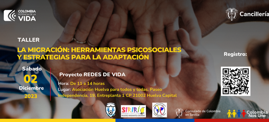 El Consulado de Colombia en Sevilla realizará el taller La migración, herramientas psicosociales y estrategias para la adaptación, el 2 de diciembre de 2023