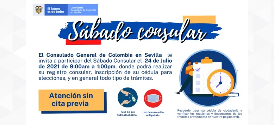 El 24 de julio se realizará jornada de Sábado Consular en el Consulado de Colombia 