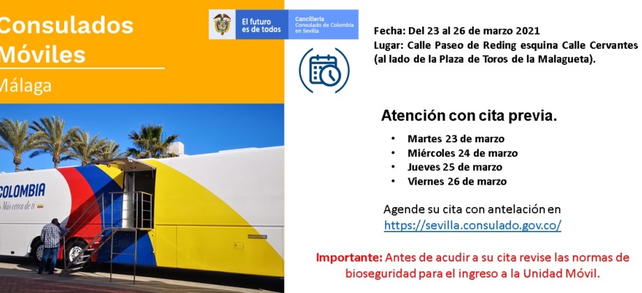 El Consulado de Colombia en Sevilla realizará el Consulado Móvil en Málaga del 23 al 26 marzo 
