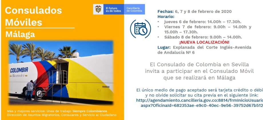 El Consulado de Colombia en Sevilla realizará Consulado Móvil en Málaga los días 6, 7 y 8 de febrero de 2020