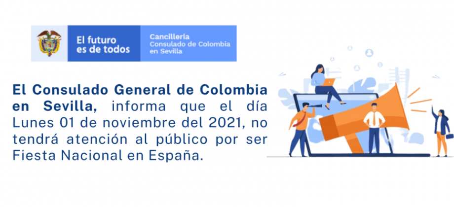 Consulado de Colombia en Sevilla no tendrá atención al público el 1 de noviembre 