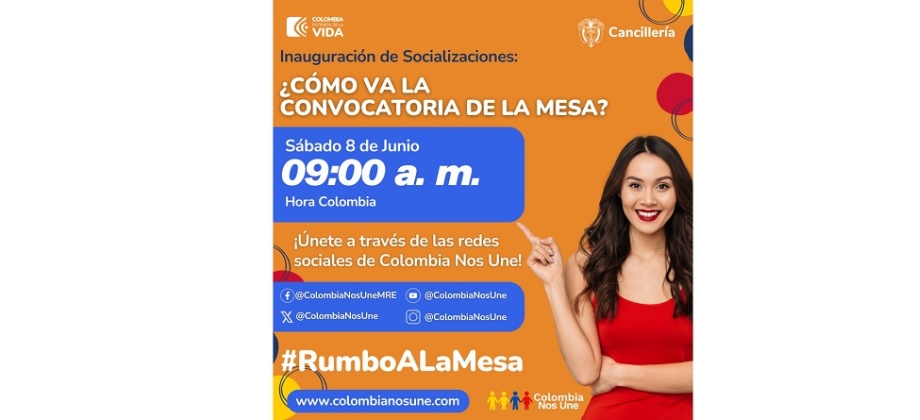 El Consulado de Colombia en Sevilla invita el 8 de junio de 2024 a la socialización sobre la Mesa Nacional de la Sociedad Civil para las Migraciones 