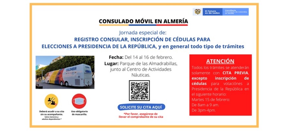 Consulado Móvil en Almería del 14 al 16 de febrero