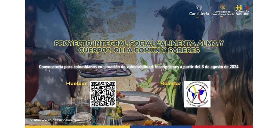 Convocatoria proyecto integral social Alimenta Cuerpo y Alma, Olla Común y Saberes en Huelva