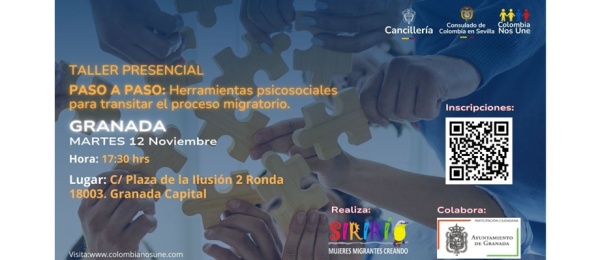 Agende el 12 de noviembre en Granada para el taller presencial: Paso a paso, herramientas psicosociales para transitar el proceso migratorio