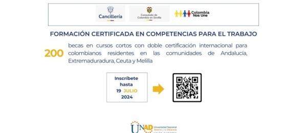 InsImagen con la informacón de las incripciones cursos MOOC de la UNAD UE y el Consulado de Colombia en Sevilla