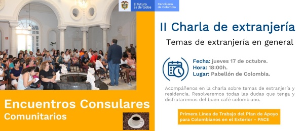 El Consulado en Sevilla invita a los colombianos a la segunda charla de extranjería el jueves 17 de octubre de 2019