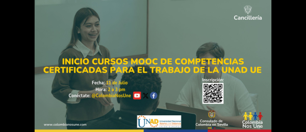 Inicio cursos certificados de la UNAD UE y el Consulado, para competencias laborales