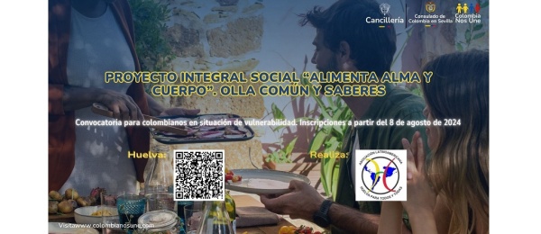 Convocatoria proyecto integral social Alimenta Cuerpo y Alma, Olla Común y Saberes en Huelva